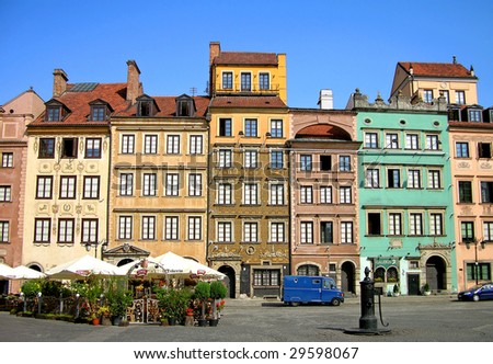 Colourful old buildings on the Old Town Market Square (Rynek Starego Miasta), in center of Warsaw city, Poland Royalty-Free Stock Photo #29598067
