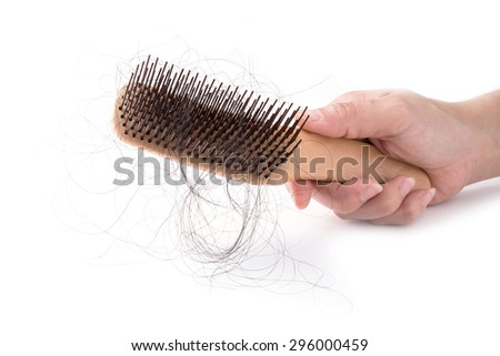 Female with hair loss problem, Hair fall of female because of lack of nourishment and health issues. hair loss concept Royalty-Free Stock Photo #296000459