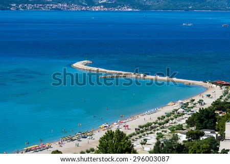 Adriatic coastline in Omis, Croatia. Royalty-Free Stock Photo #296003087