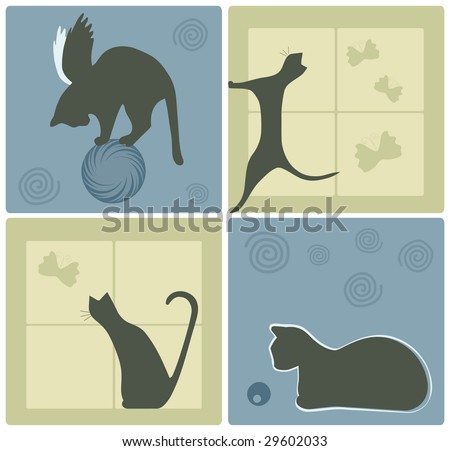 Elegant Background with Cat Silhouettes. vector version ID: 29202676