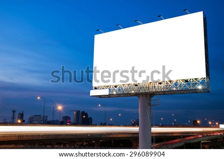 Blank billboard for advertisement at twilight 