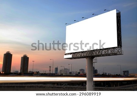 Blank billboard for advertisement at twilight 