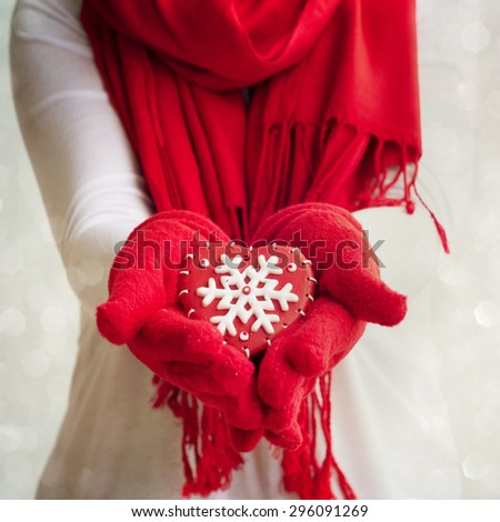 Female hands holding a christmas decoration