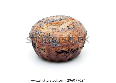 Muffin with poppy  isolated on a white background