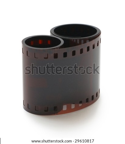 Twisted film on white background