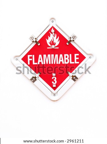 Red flammable warning sign with flame symbol