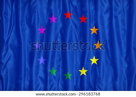 Europe Gay flag pattern on fabric texture,retro vintage style