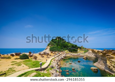 Natural landscape in Yehliu Geopark, taipei, Taiwan Royalty-Free Stock Photo #296185355