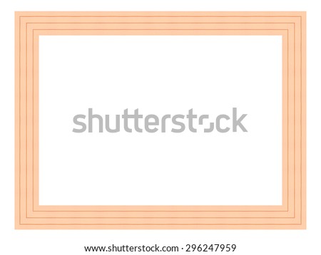 Persimmom wooden frame isolated on white background. Contemporary picture frames in high resolution vibrant colors. Wood photo frame. Wooden frame for paintings or photographs.