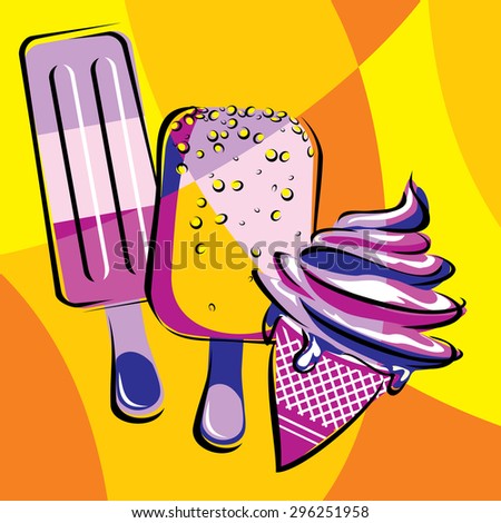 bright image of sweets ice-cream. stylized stained glass
