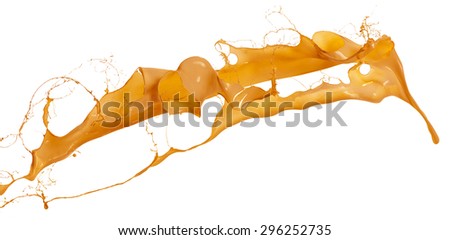 a perfect splash of orange paint isolated on white background