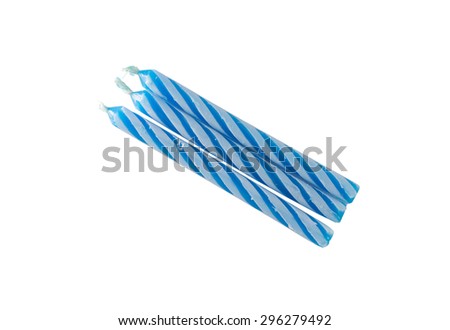 blue birthday candle on white background