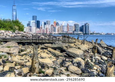 Skyline of New York City Manhattan on July 4th  2015