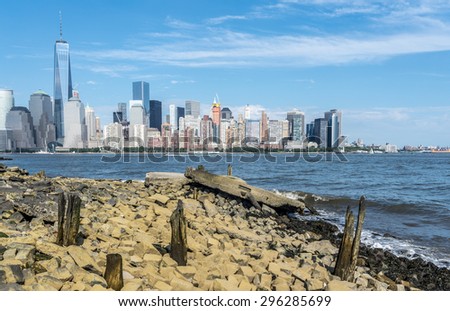 Skyline of New York City Manhattan on July 4th  2015