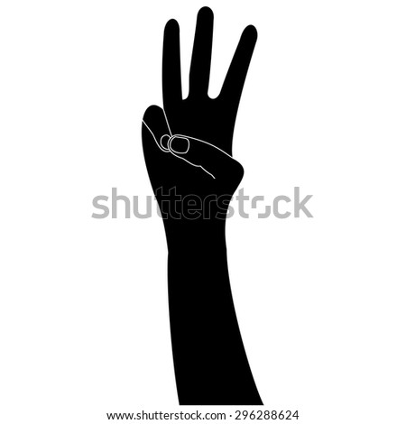 silhouette Counting hands on white background,Vector illustrations