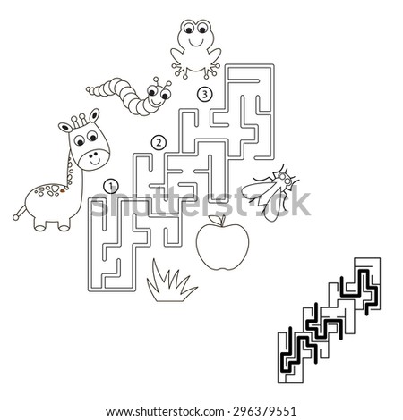 Maze game for children. Search and choose correct path.