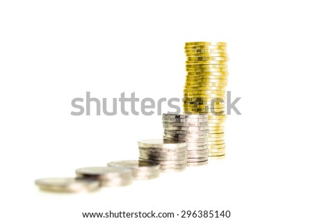 The financial concept Money gold coins graph