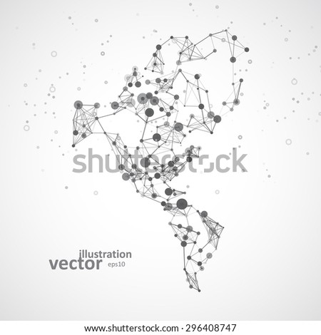 North and South America map, Molecule structure, vector illustration eps10