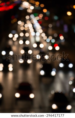 Lighting street in Bangkok ,Blurry light background