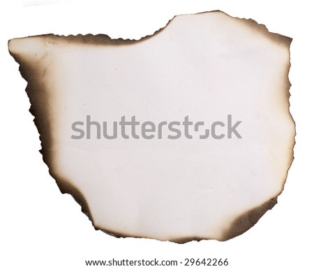 old burnt paper on a white background