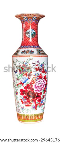 chinese antique vase isolated on the white background Royalty-Free Stock Photo #296451761