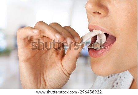Chewing Gum, Eating, Women. Royalty-Free Stock Photo #296458922