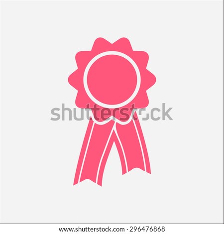  Badge with ribbons icon. Award rosette with ribbon symbol.