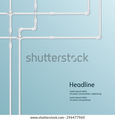 Metal plastic pipe and battery background. Isolated. Vector illustration.