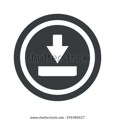 Image of download symbol in circle, on black circle, isolated on white