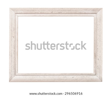 White rustic picture frame isolated on white