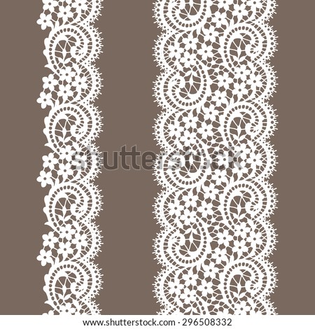 Lace Borders. Vertical Seamless Pattern.