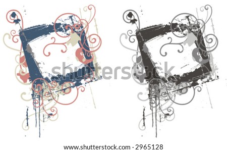 Abstract grunge frame in color, and black and white renderings. Check my portfolio for more of this series as well as thousands of other great vector items.