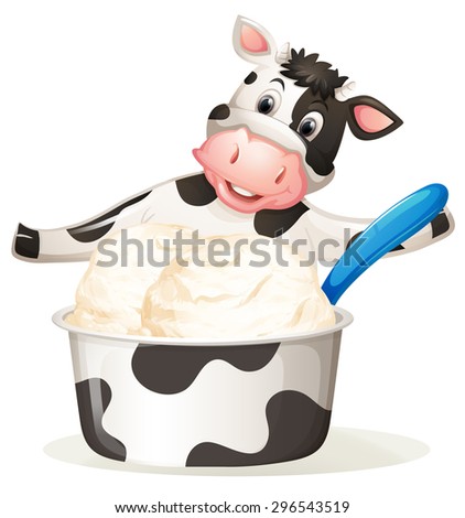 Cow with dairy ice cream illustration