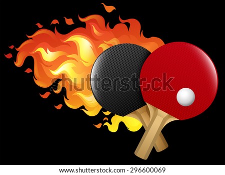 Flaming table tennis set illustration