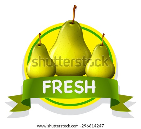 Fresh food label with pears illustration