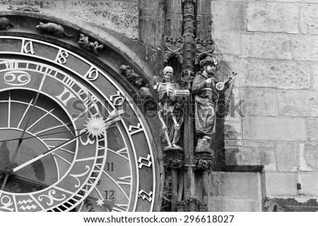  Historic clock in Prague with Death and Turk