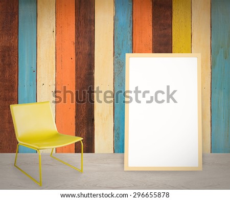 white board floor mount on colourful wall