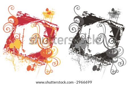 Abstract grunge frame in color, and black and white renderings. Check my portfolio for more of this series as well as thousands of other great vector items.
