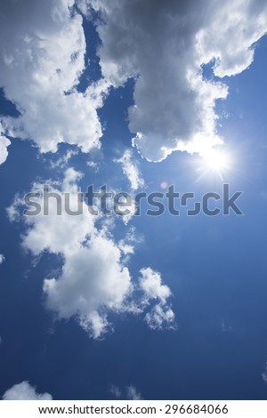 blue sky and sunshine in a sunny day