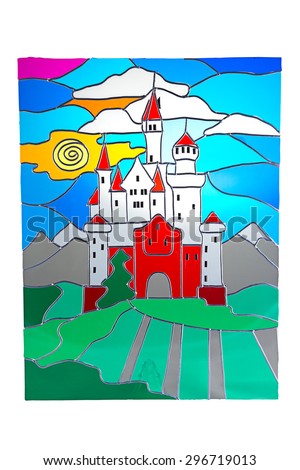 Castle and the sun - colour stained glass