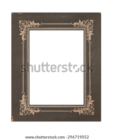 Dirty and old photo frame, ornamented with floral ornament
