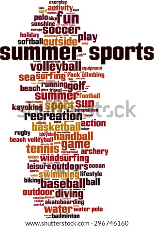 Summer sports word cloud concept. Vector illustration