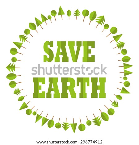 ecological flat paper save earth business tree circle recycle eco globe vector element logo background
