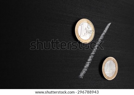 photo 2 euro coins as percent icon. eurozone coins