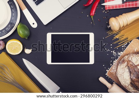Kitchen or restaurant tablet pc mockup