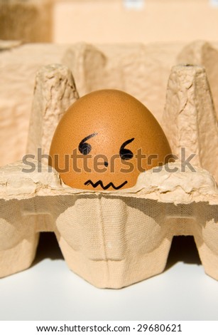 Scared egg in a box
