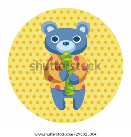 animal bear playing instrument cartoon theme elements
