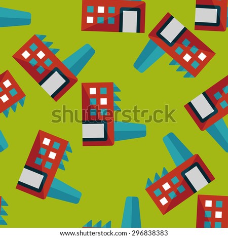 Building factory flat icon,eps10 seamless pattern background