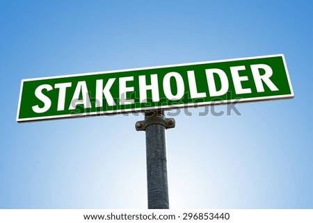 STAKEHOLDER word on green road sign