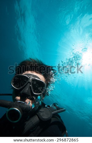 diver scuba diving bunaken indonesia sea reef ocean close up
